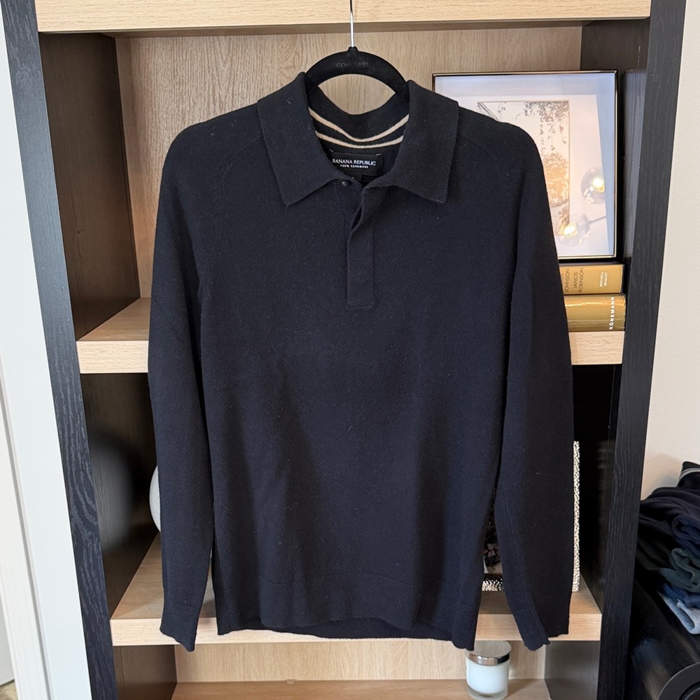 Banana Republic Midnight Black Polo Sweater